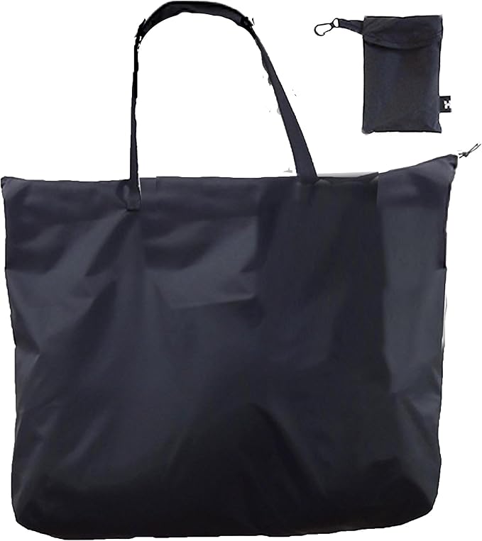 撥水加工 折りたたみ ファスナー トートバッグ (手のひら コンパクト になる 収納袋 付き) S 38×48.5×9.5cm レギュラー